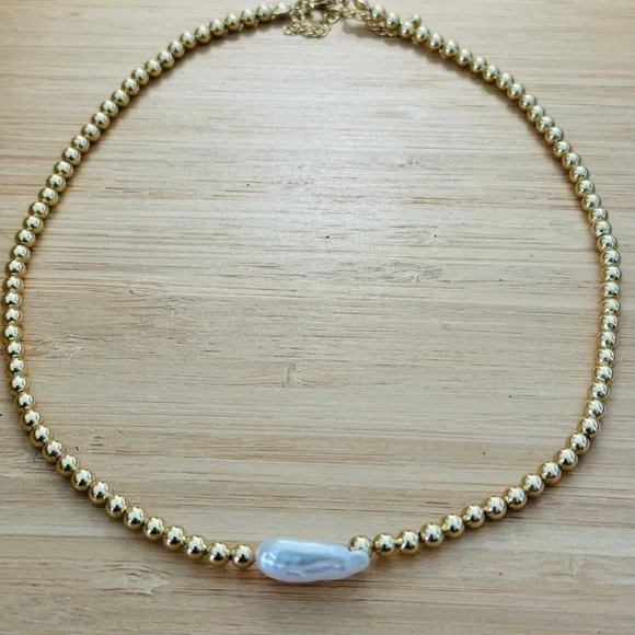 Necklace Fashion Round Freshwater Pearl Copper Plating Womens 1 Piece Brand New - Picture 2 of 3